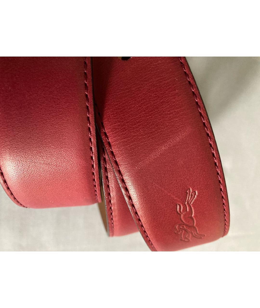 LONGCHAMP Бордовый кожаный ремень, фото 8
