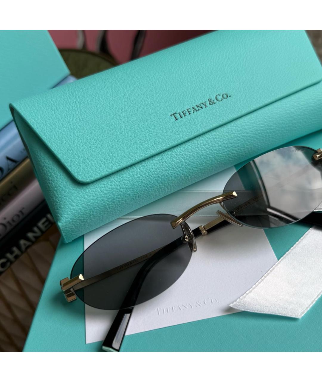 TIFFANY&CO Черные металлические солнцезащитные очки, фото 3