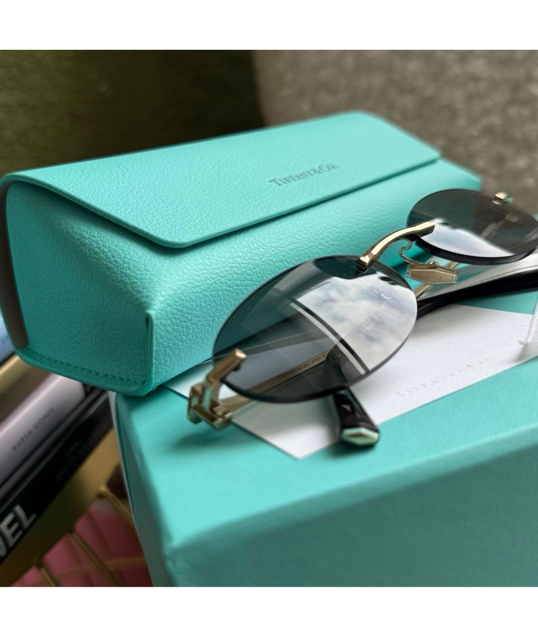 TIFFANY&CO Черные металлические солнцезащитные очки, фото 2