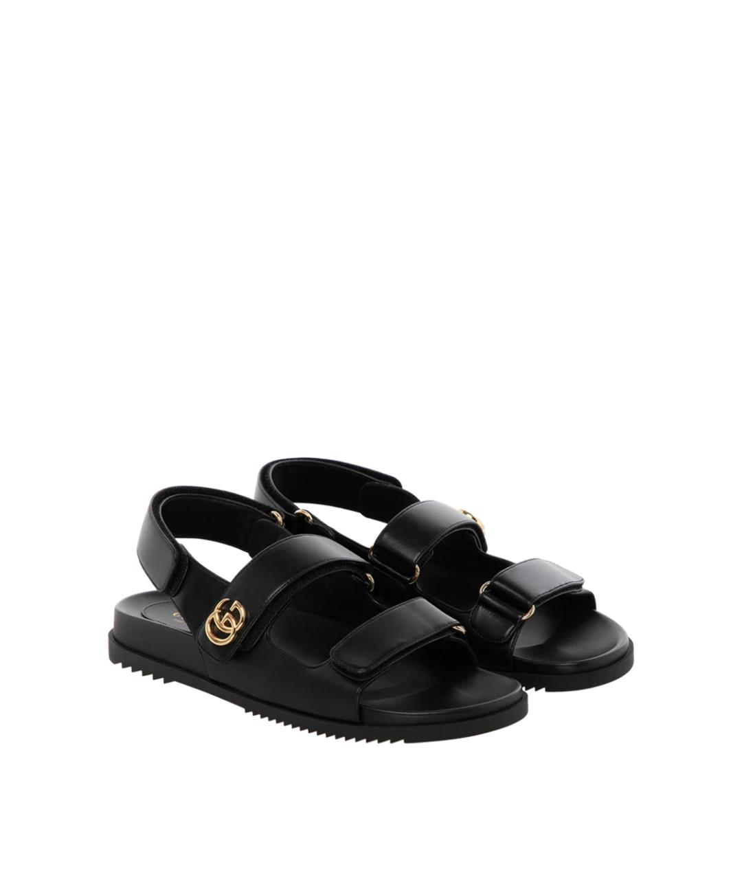 GUCCI Черные кожаные сандалии, фото 2