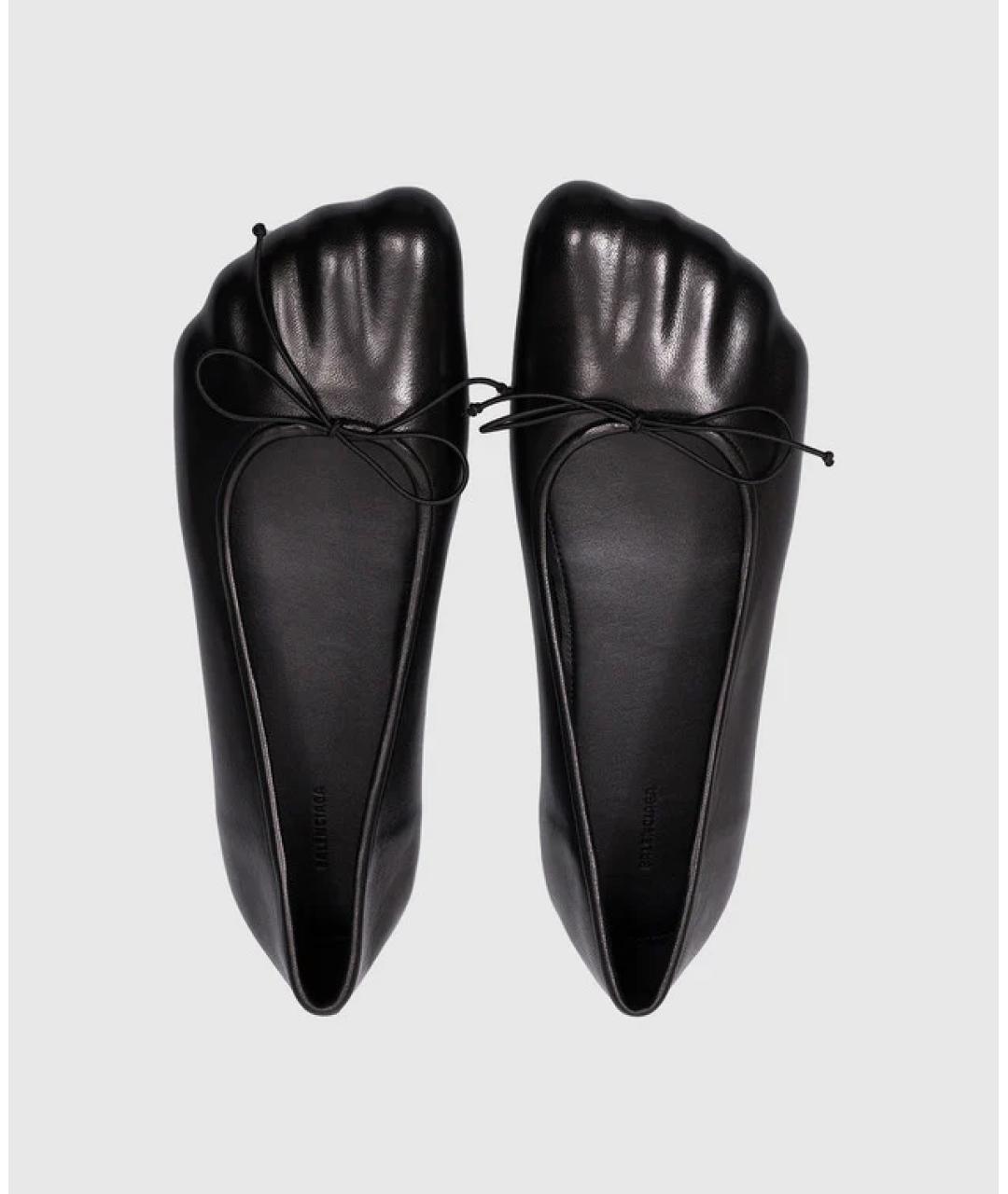 BALENCIAGA Черные кожаные балетки, фото 3