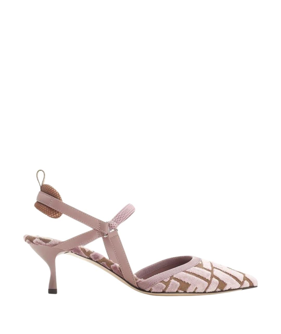 FENDI Розовые текстильные туфли, фото 1