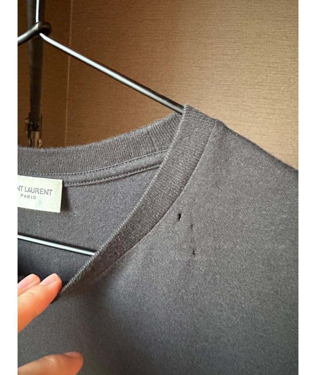 SAINT LAURENT Черная хлопковая майка, фото 4