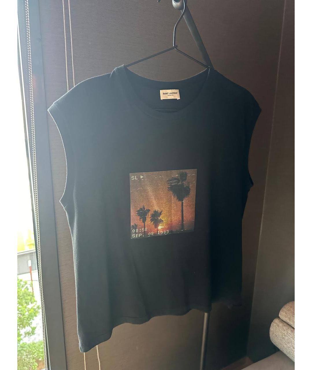 SAINT LAURENT Черная хлопковая майка, фото 5