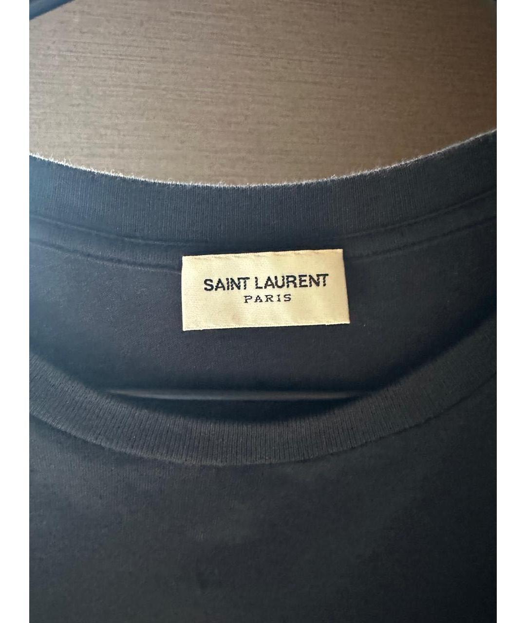 SAINT LAURENT Черная хлопковая майка, фото 3