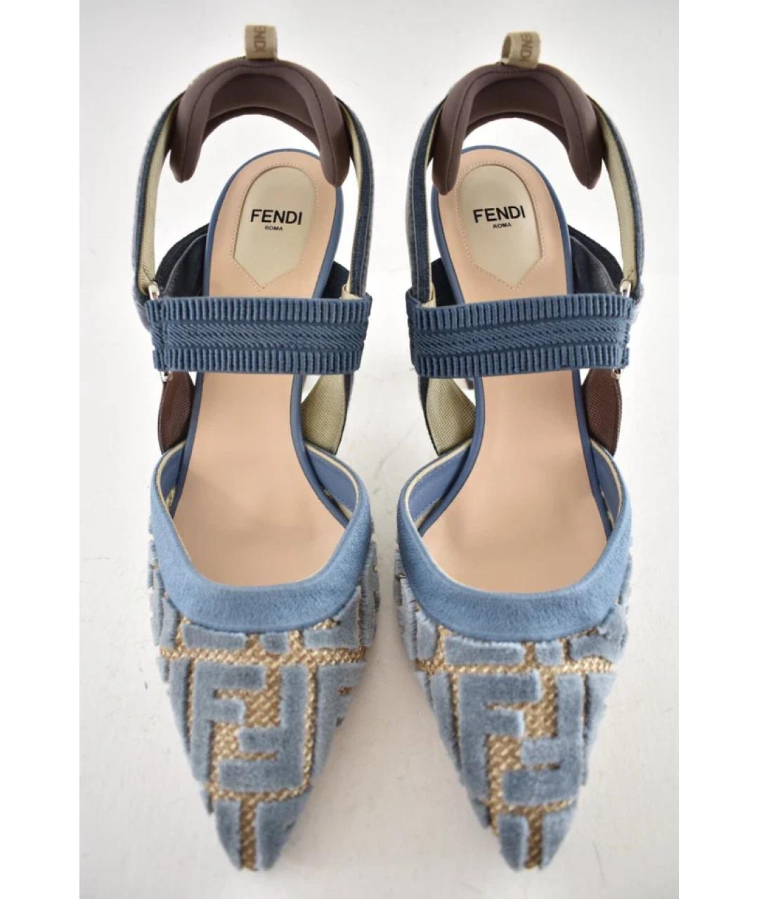 FENDI Синие текстильные туфли, фото 2