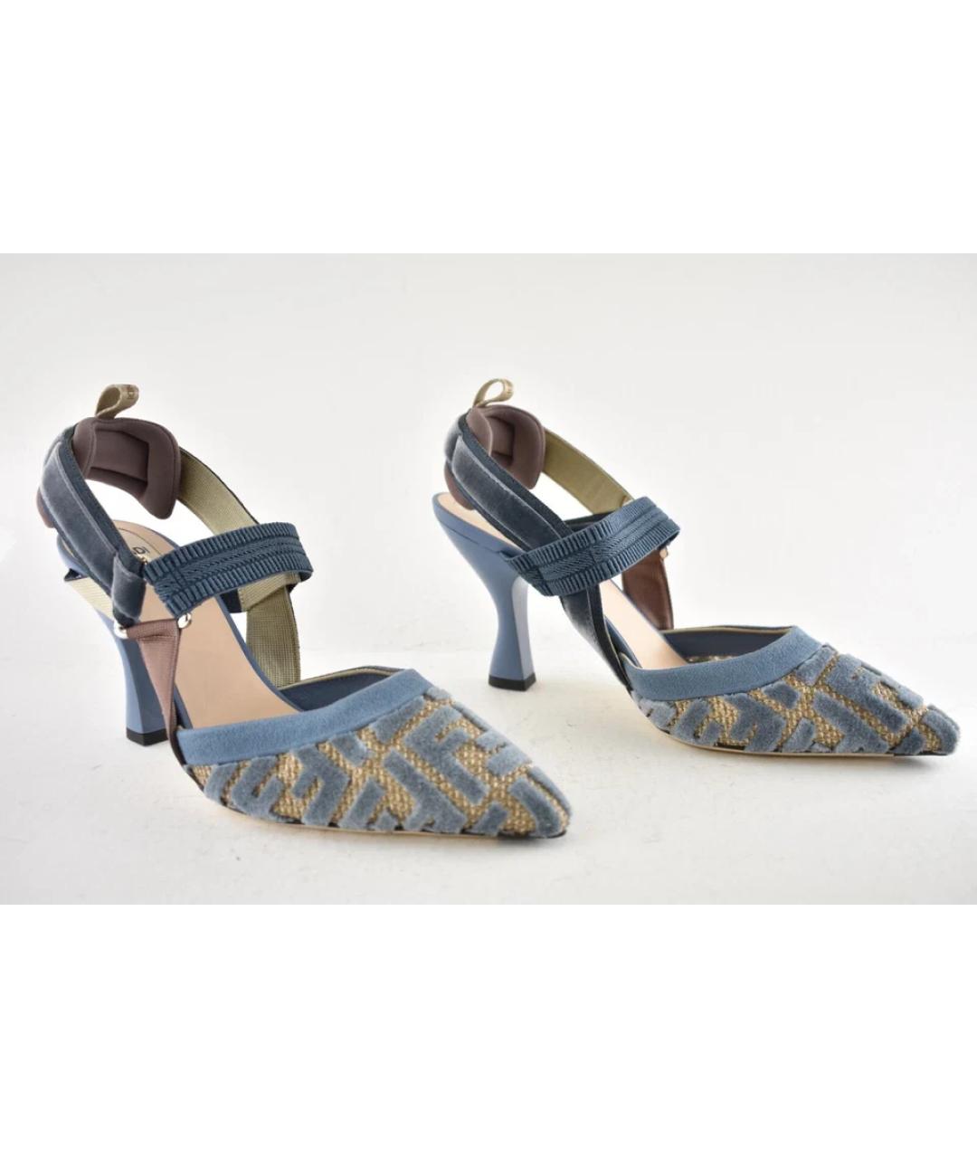 FENDI Синие текстильные туфли, фото 3