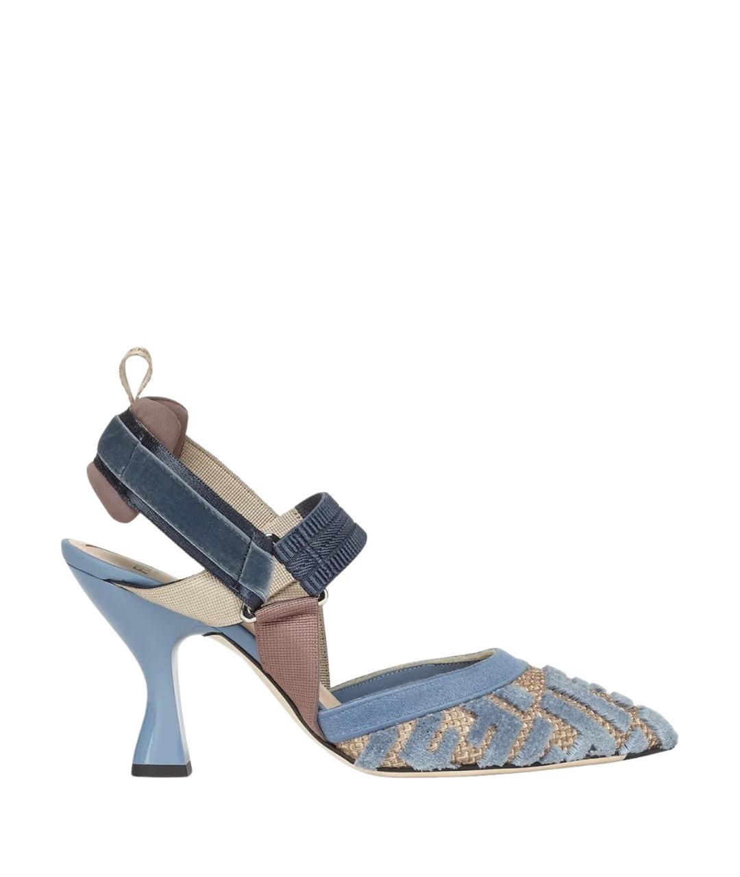 FENDI Синие текстильные туфли, фото 1