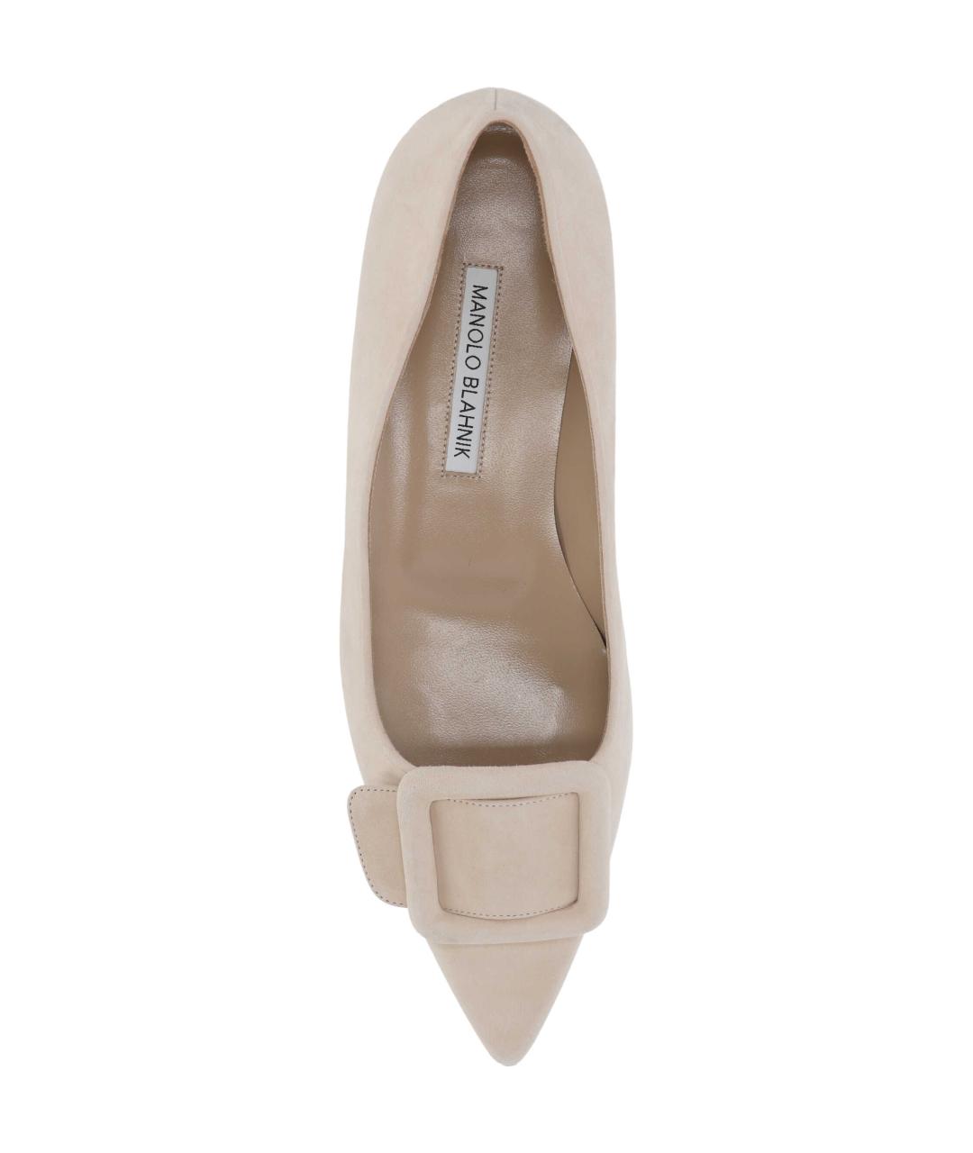 MANOLO BLAHNIK Бежевые нубуковые балетки, фото 4