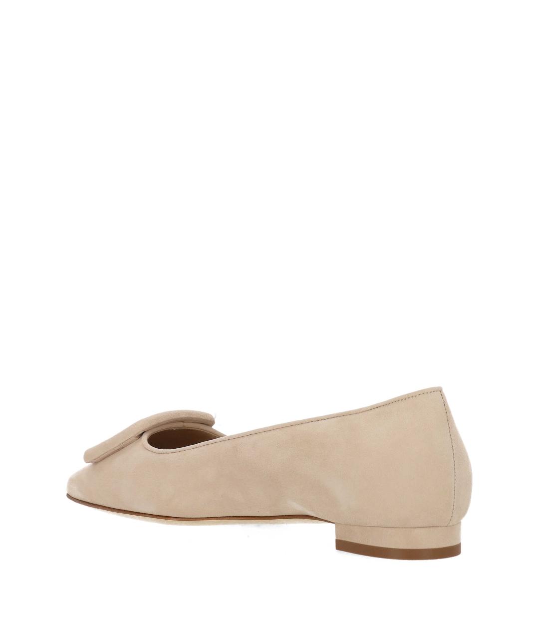 MANOLO BLAHNIK Бежевые нубуковые балетки, фото 3