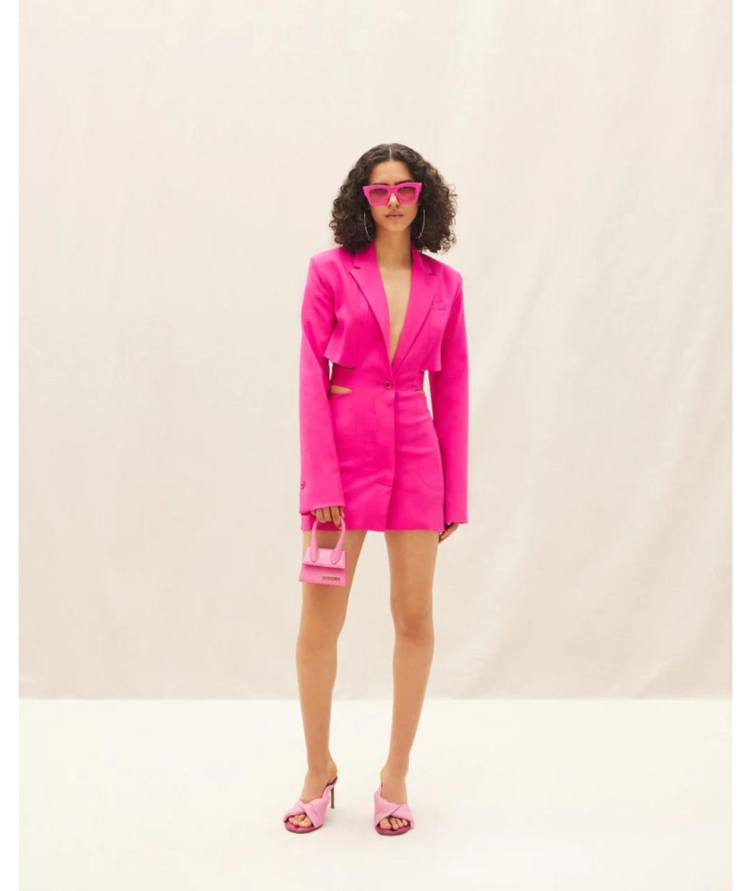 JACQUEMUS Розовое шерстяное коктейльное платье, фото 2