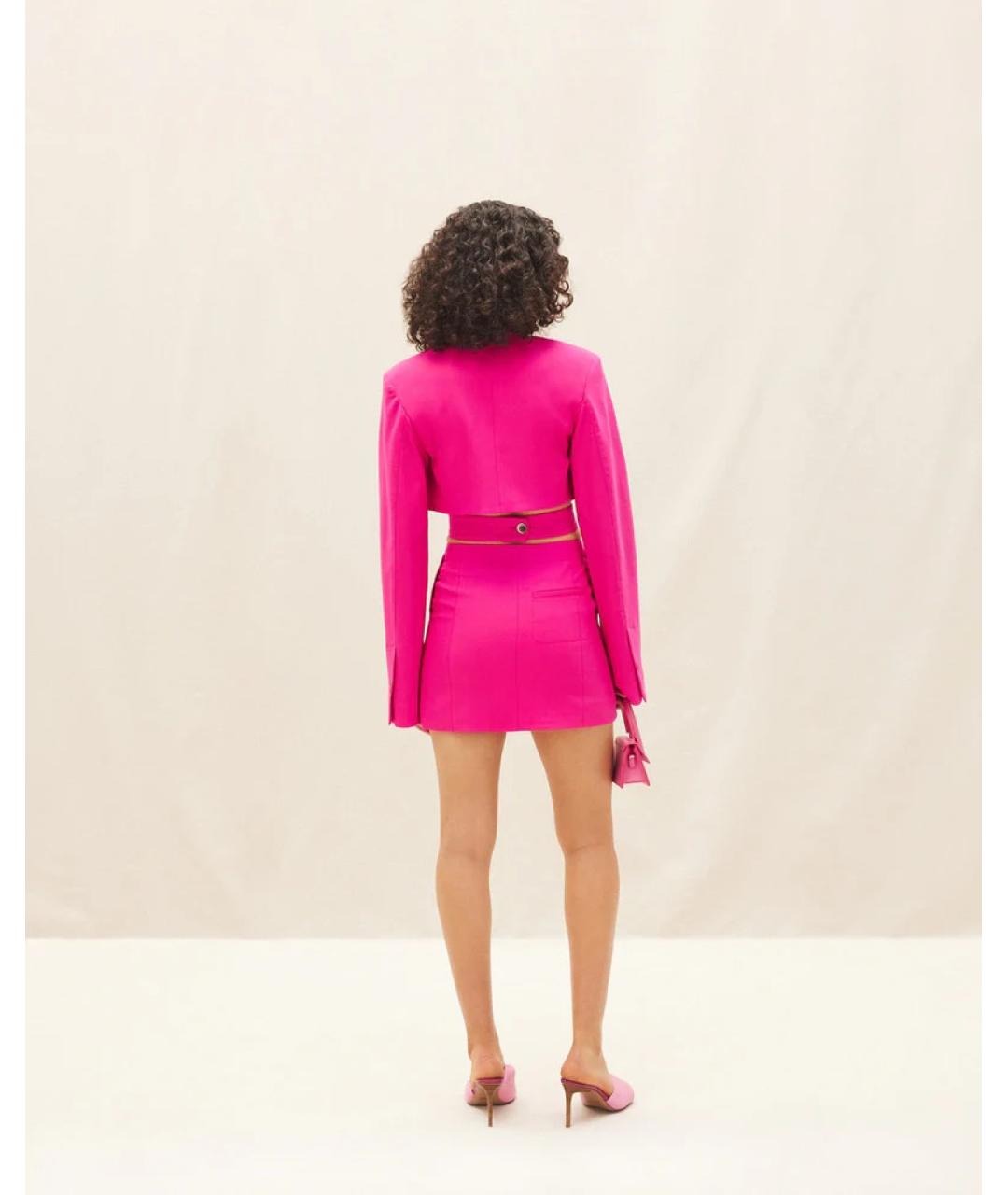 JACQUEMUS Розовое шерстяное коктейльное платье, фото 3