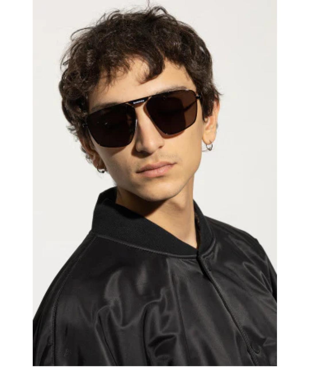 BALENCIAGA Черные металлические солнцезащитные очки, фото 4