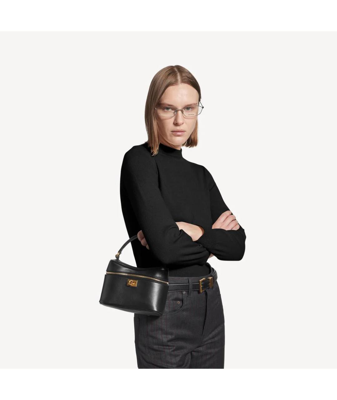 BALENCIAGA Черная кожаная сумка через плечо, фото 4