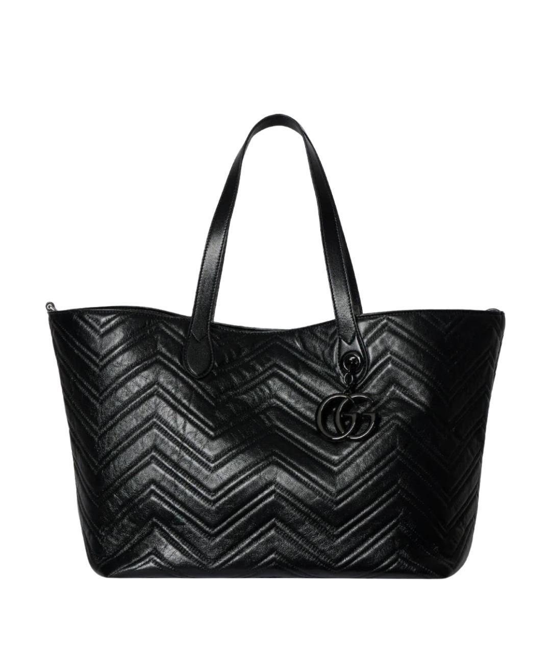 GUCCI Черная кожаная сумка тоут, фото 1