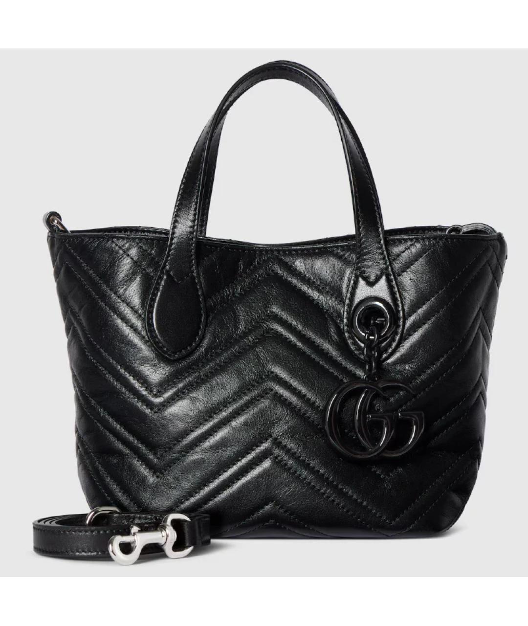 GUCCI Черная кожаная сумка с короткими ручками, фото 4
