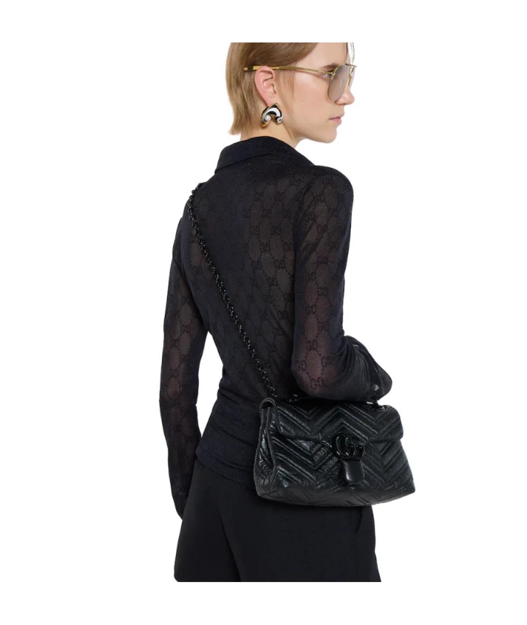 GUCCI Черная кожаная сумка через плечо, фото 3