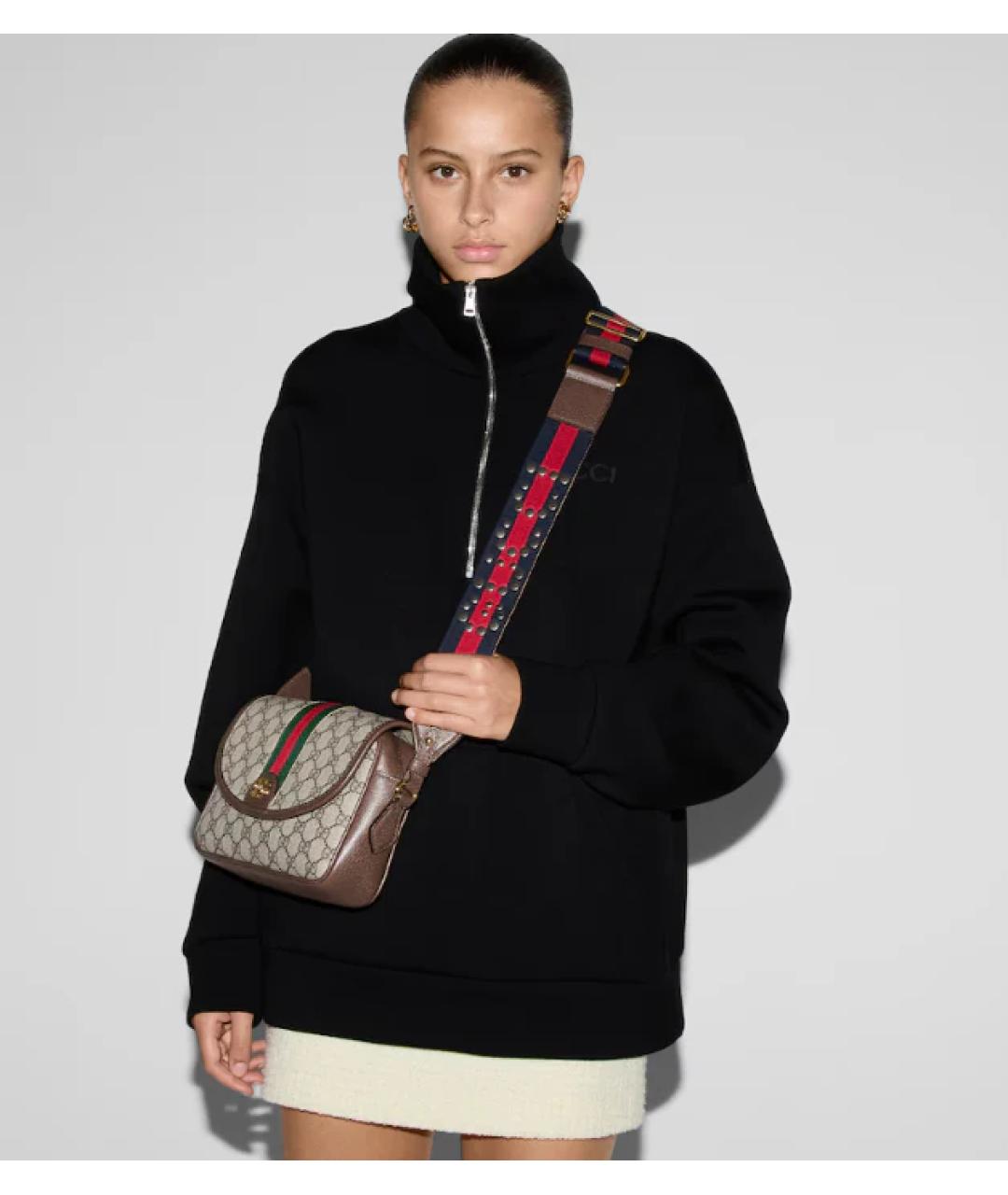 GUCCI Коричневая тканевая сумка через плечо, фото 3