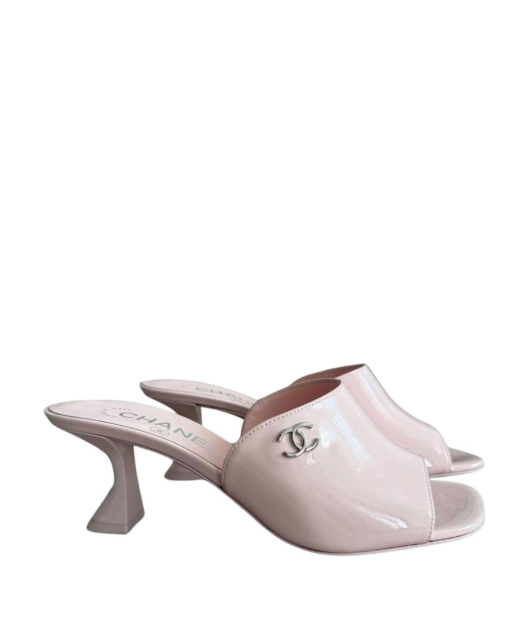 CHANEL Розовые мюли из лакированной кожи, фото 1