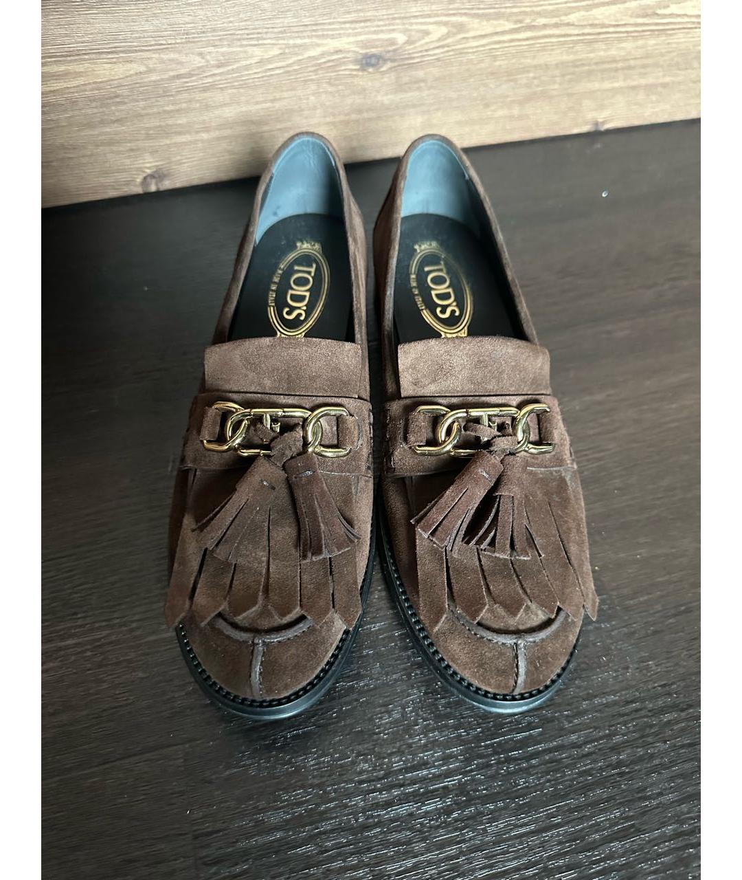 TOD'S Коричневые замшевые лоферы, фото 2