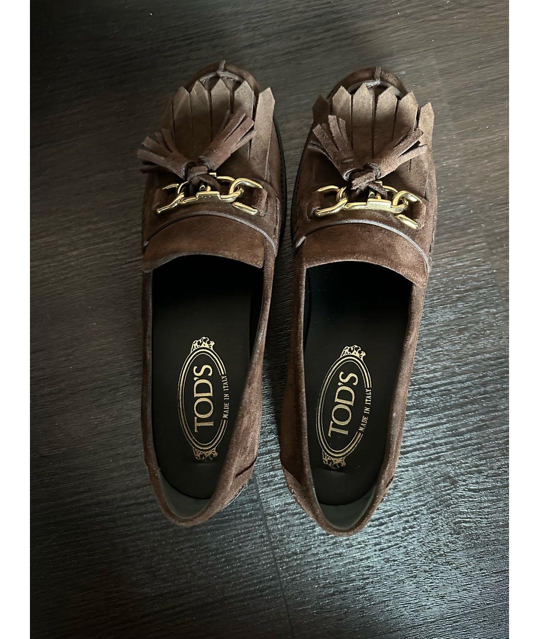 TOD'S Коричневые замшевые лоферы, фото 3