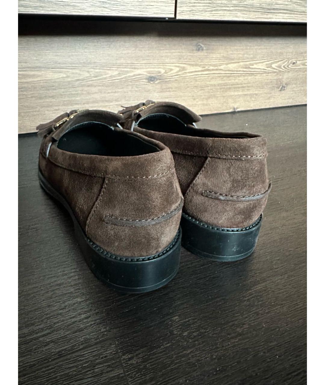 TOD'S Коричневые замшевые лоферы, фото 4