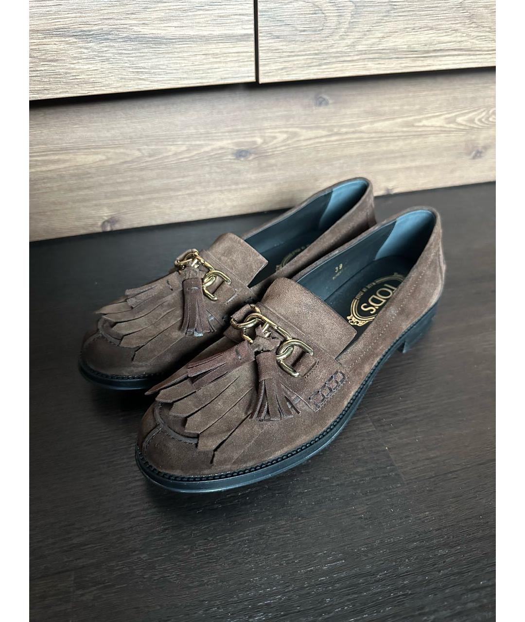 TOD'S Коричневые замшевые лоферы, фото 6