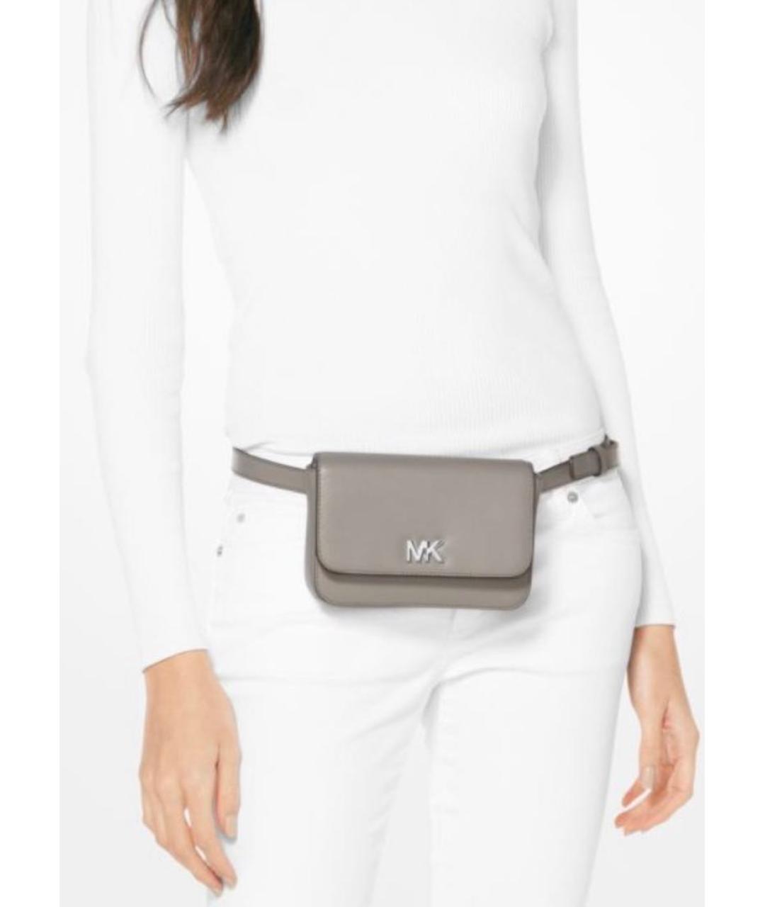 MICHAEL KORS Антрацитовая кожаная поясная сумка, фото 4
