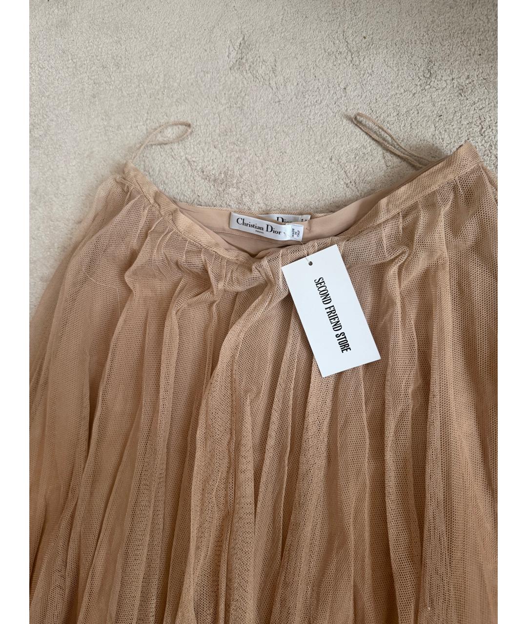 CHRISTIAN DIOR Бежевая кружевная юбка макси, фото 3