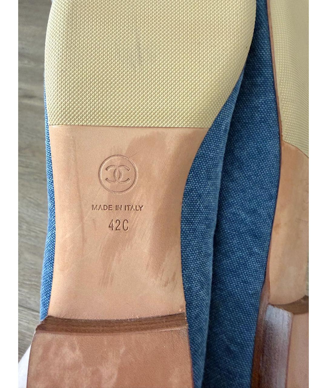 CHANEL Синие текстильные балетки, фото 6