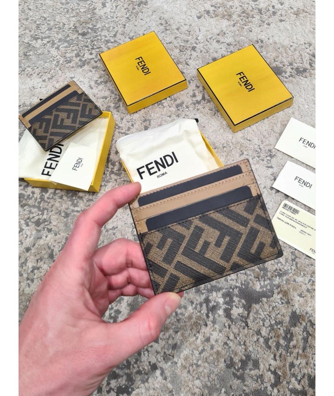 FENDI Коричневый кожаный кардхолдер, фото 5