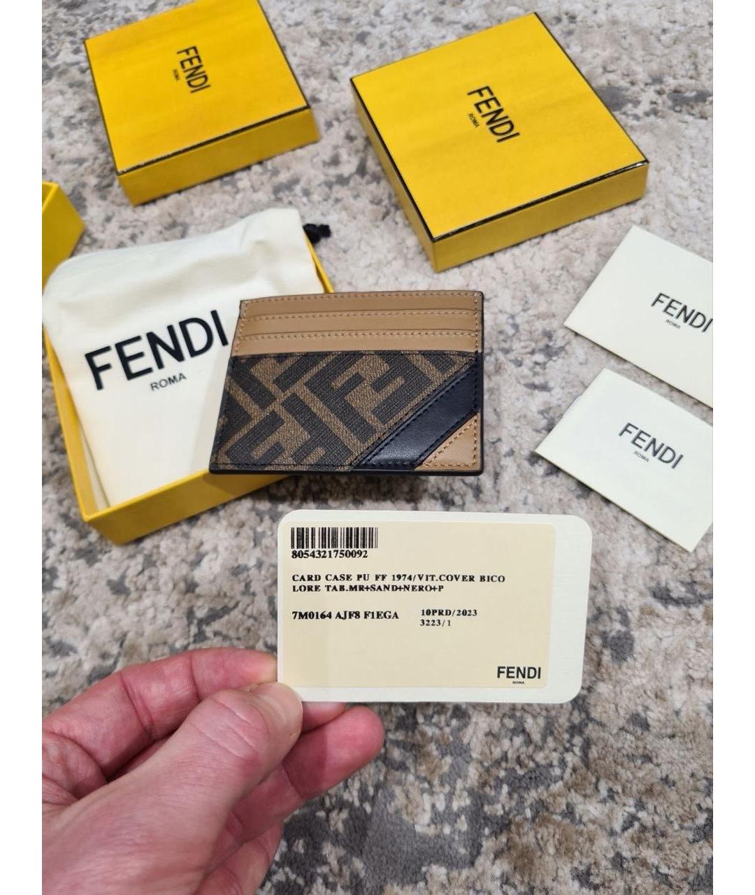 FENDI Коричневый кожаный кардхолдер, фото 6