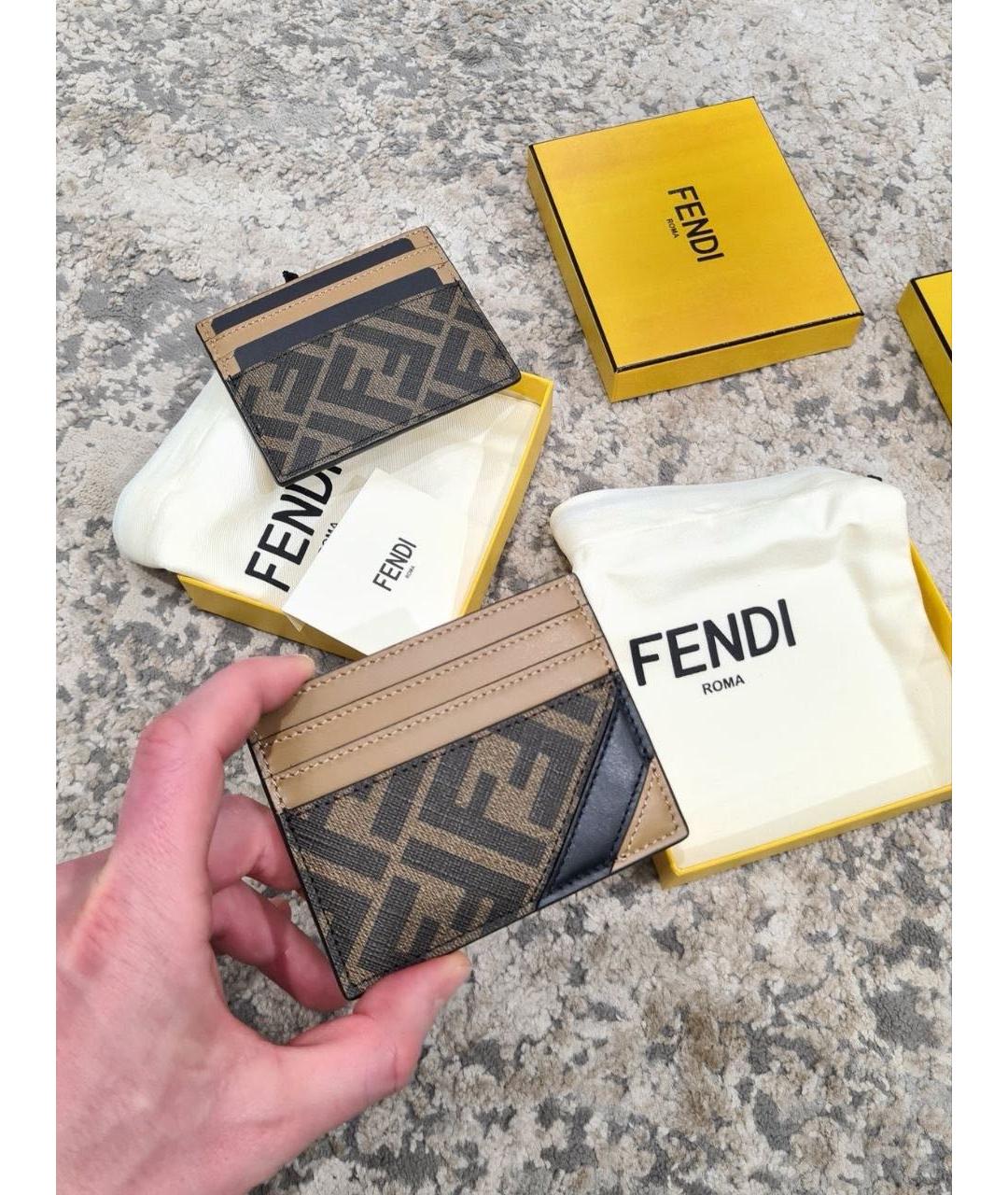FENDI Коричневый кожаный кардхолдер, фото 3