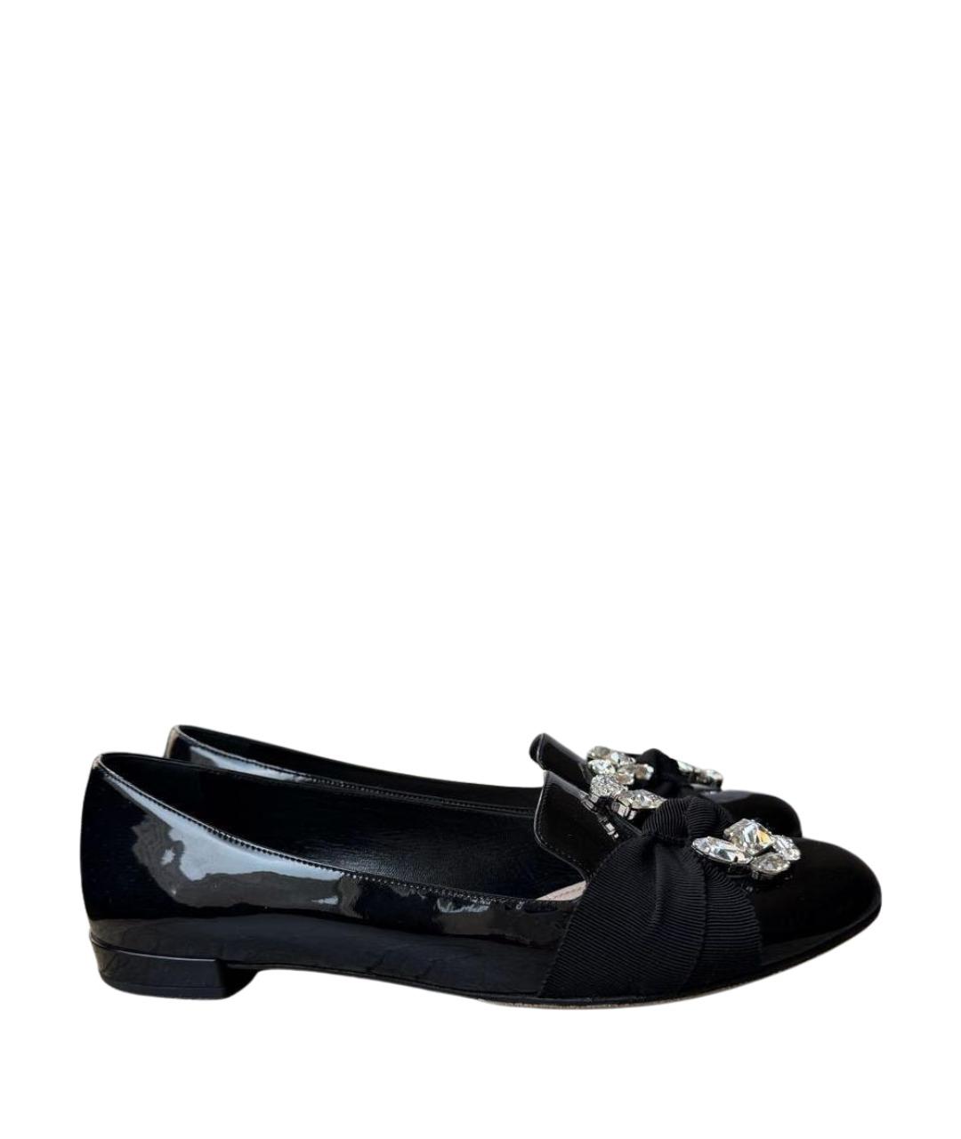 MIU MIU Черные лоферы из лакированной кожи, фото 1