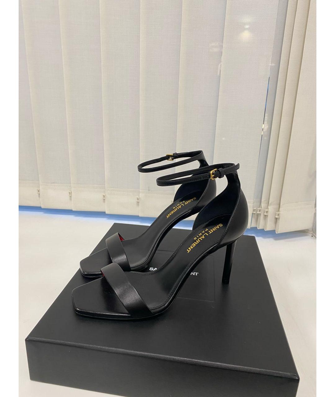 SAINT LAURENT Черные кожаные босоножки, фото 6