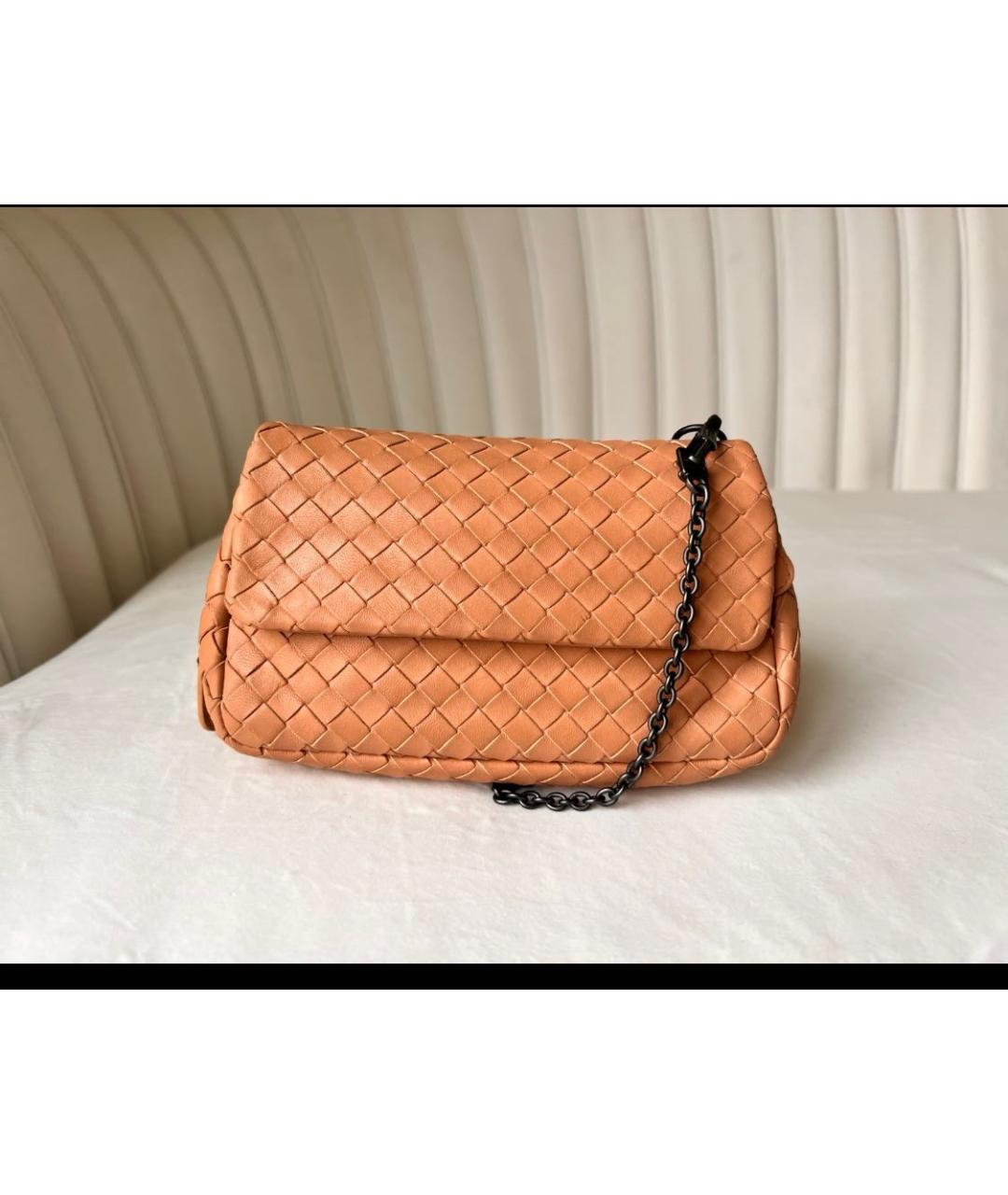 BOTTEGA VENETA Оранжевая кожаная сумка через плечо, фото 9