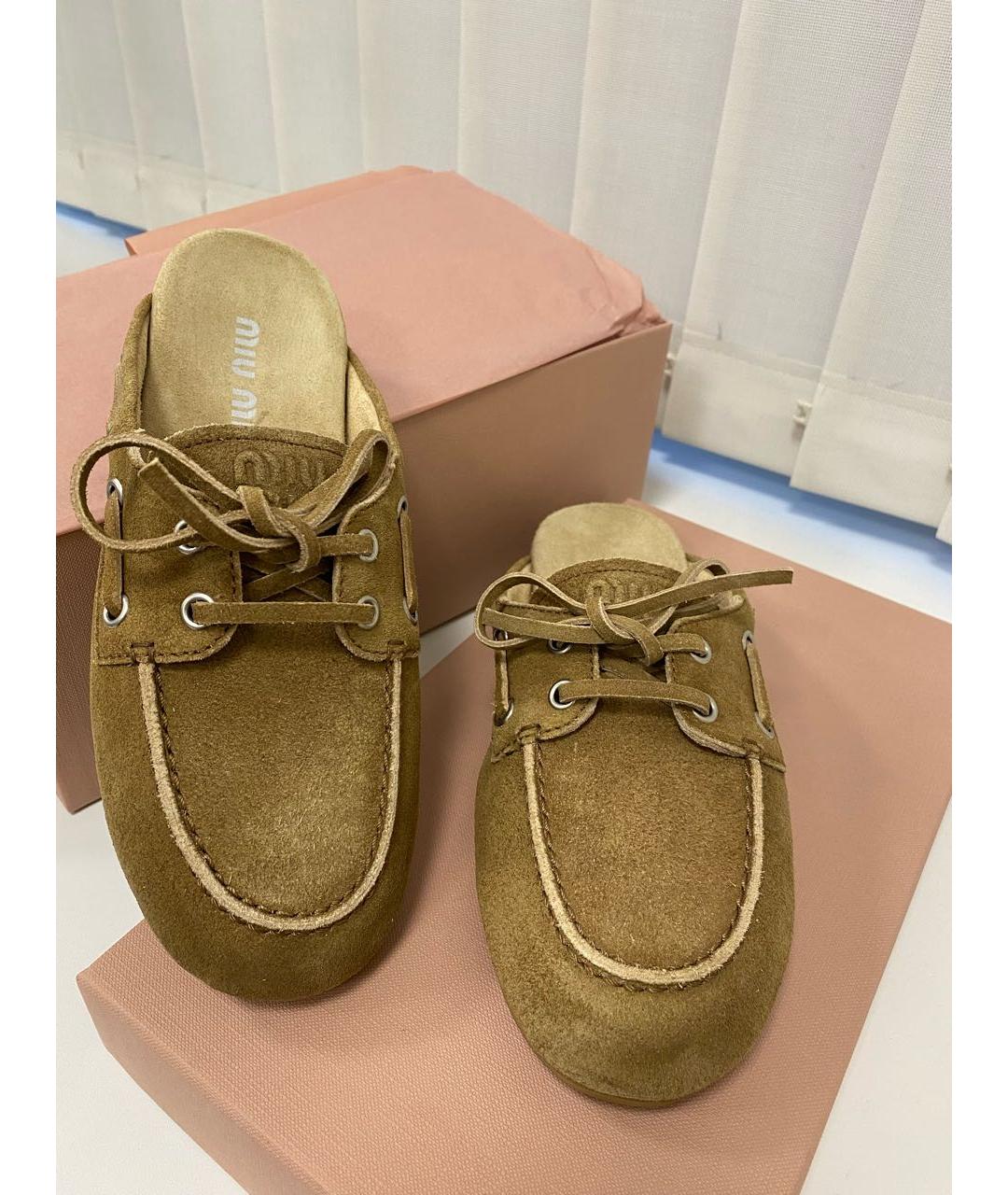 MIU MIU Коричневые замшевые мюли, фото 8
