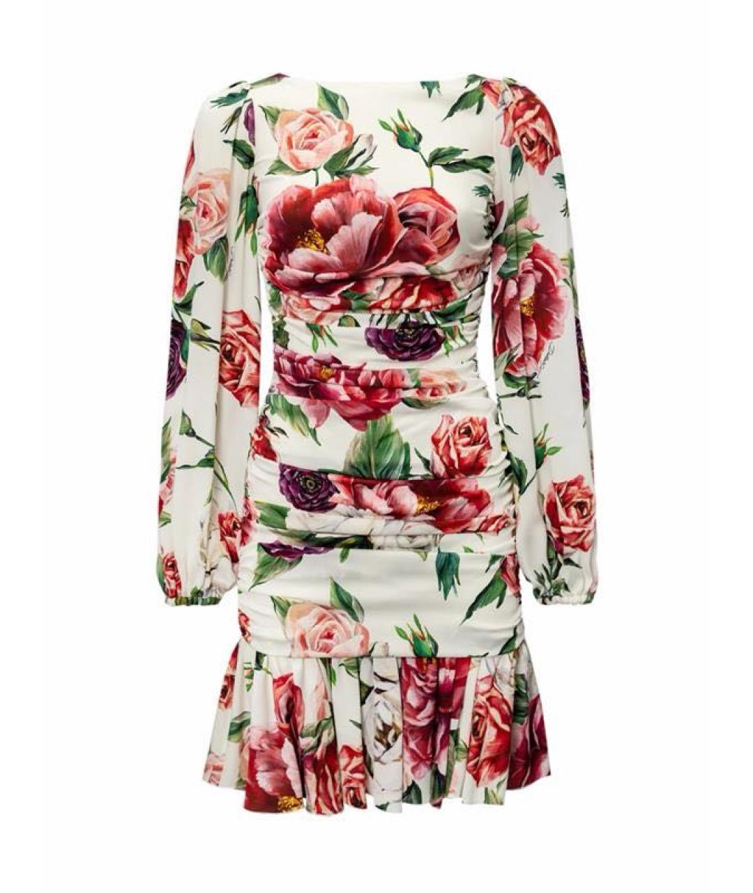 DOLCE&GABBANA Белое шелковое коктейльное платье, фото 1