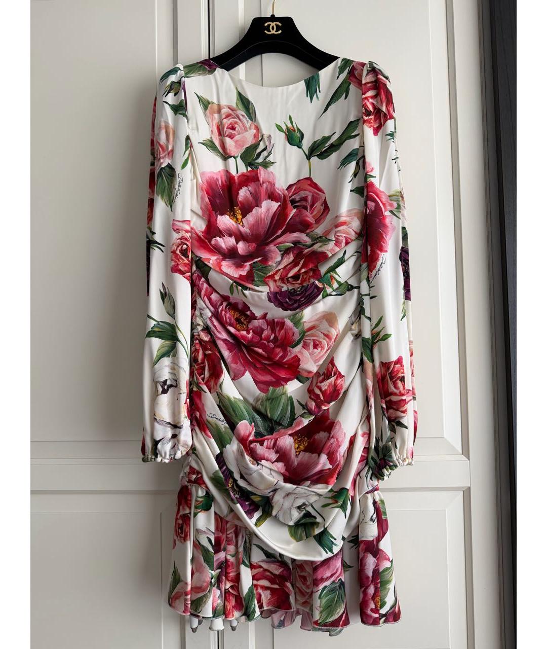 DOLCE&GABBANA Белое шелковое коктейльное платье, фото 3