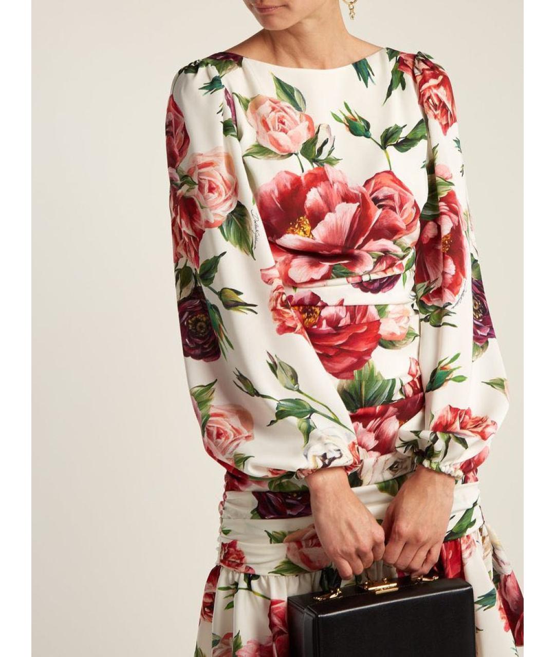 DOLCE&GABBANA Белое шелковое коктейльное платье, фото 2