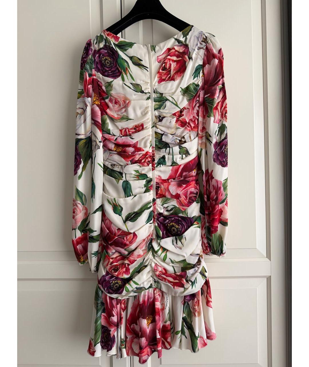 DOLCE&GABBANA Белое шелковое коктейльное платье, фото 7