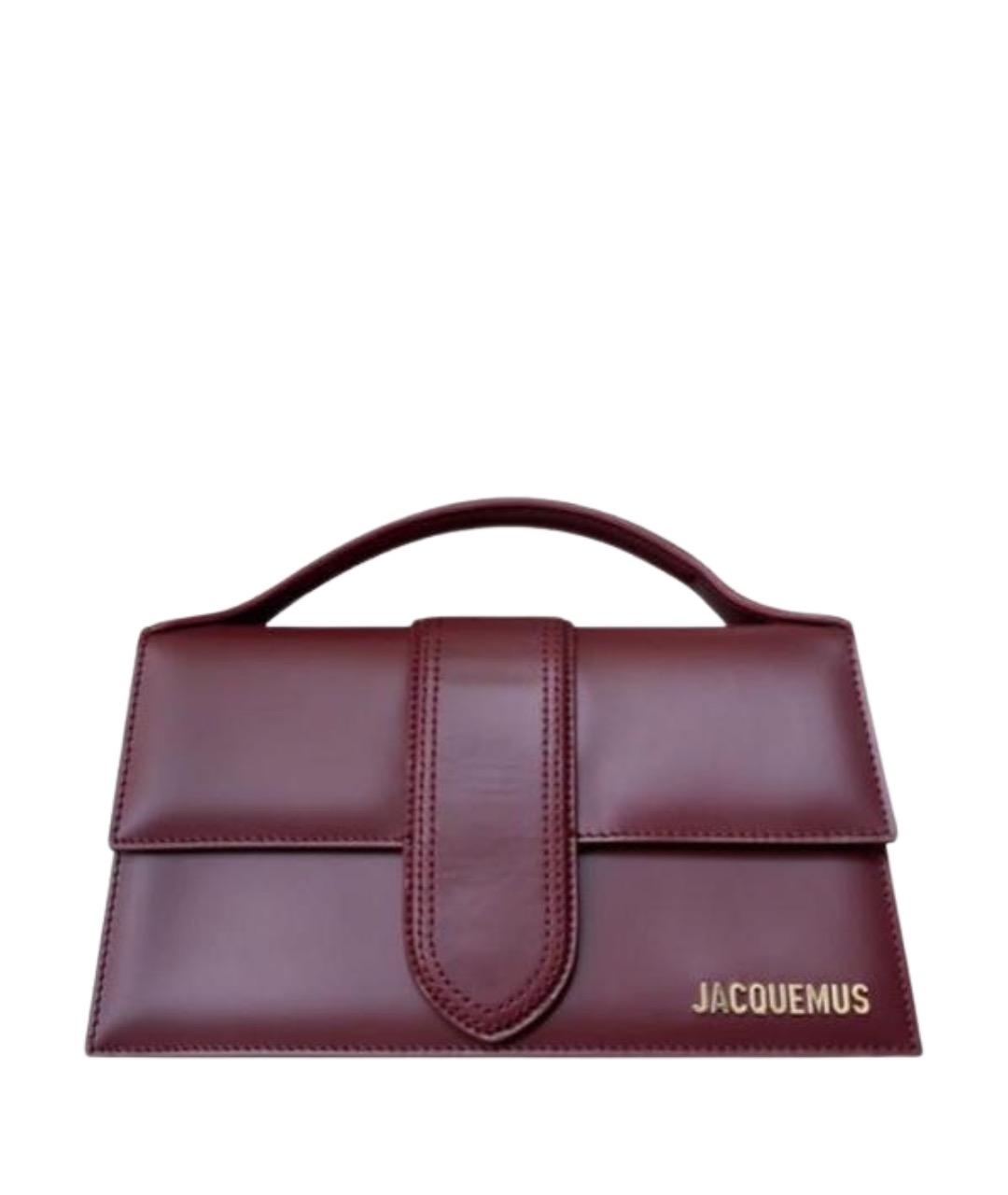 JACQUEMUS Бордовая кожаная сумка с короткими ручками, фото 1