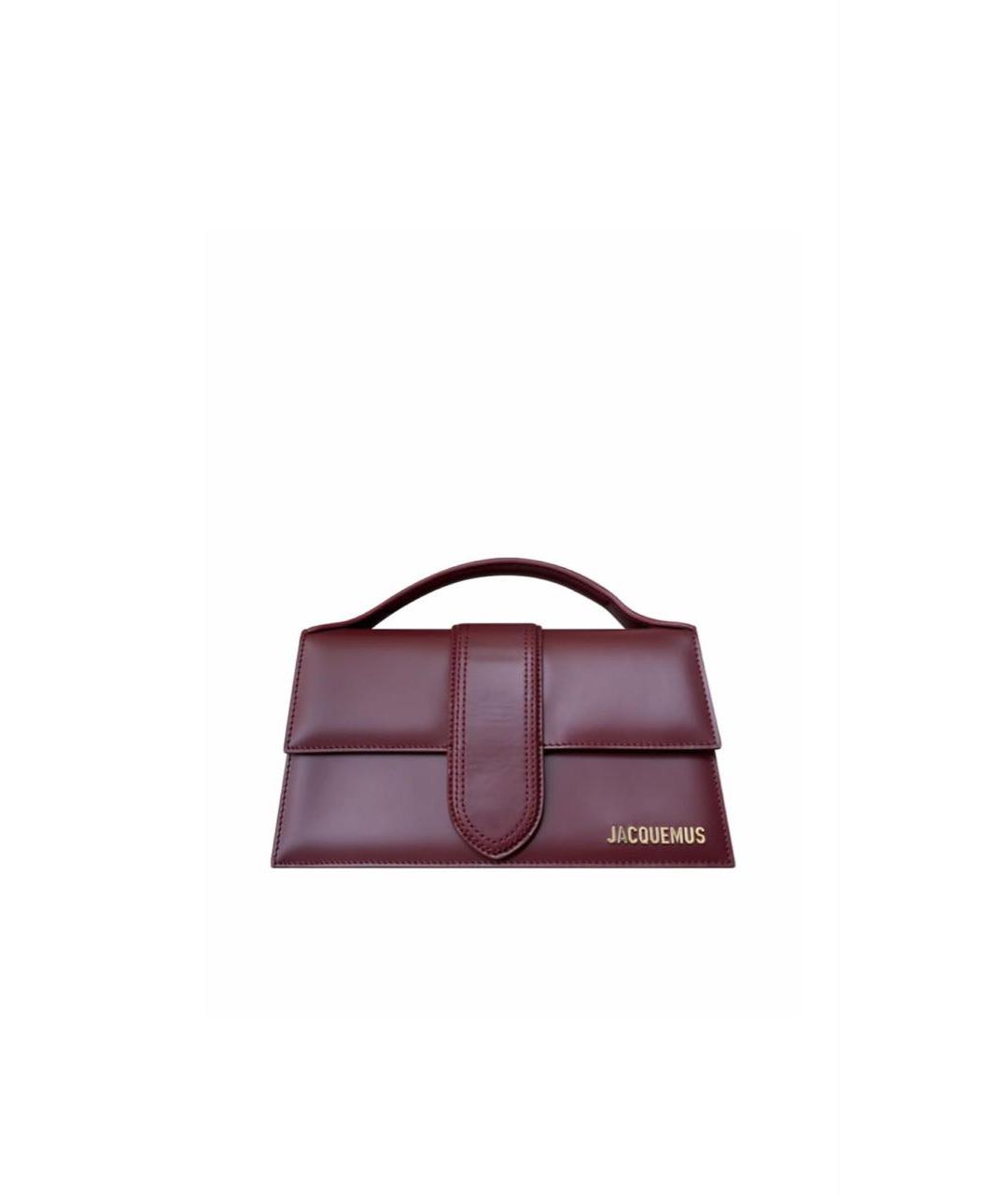 JACQUEMUS Бордовая кожаная сумка с короткими ручками, фото 5