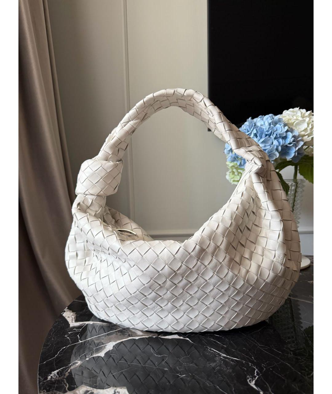 BOTTEGA VENETA Белая кожаная сумка через плечо, фото 3