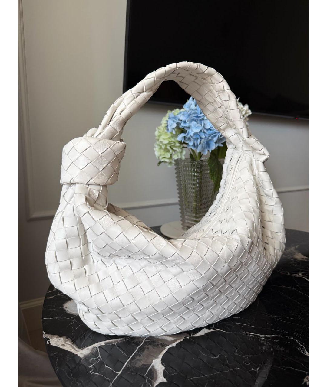 BOTTEGA VENETA Белая кожаная сумка через плечо, фото 4