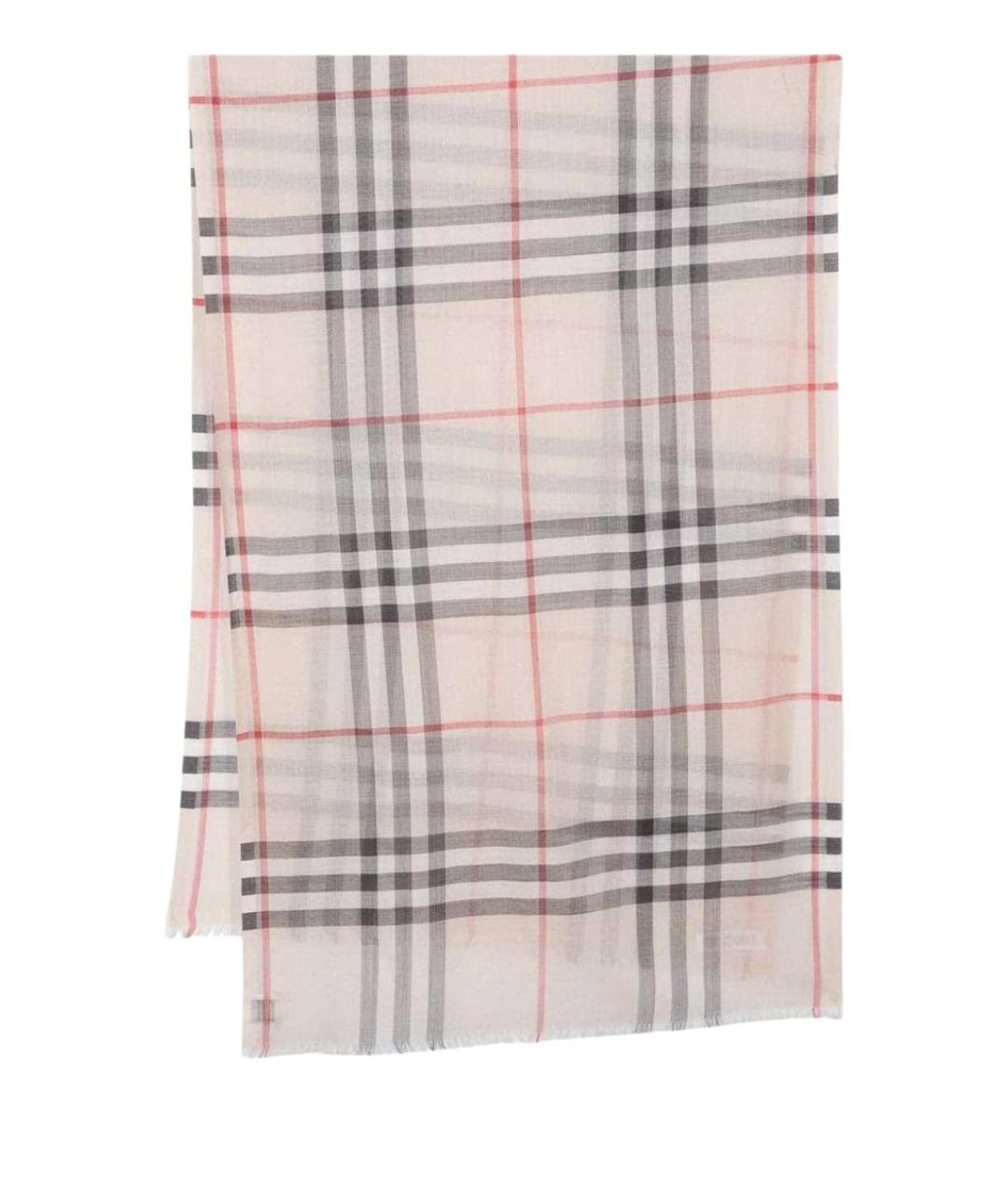 BURBERRY Серый шерстяной шарф, фото 1