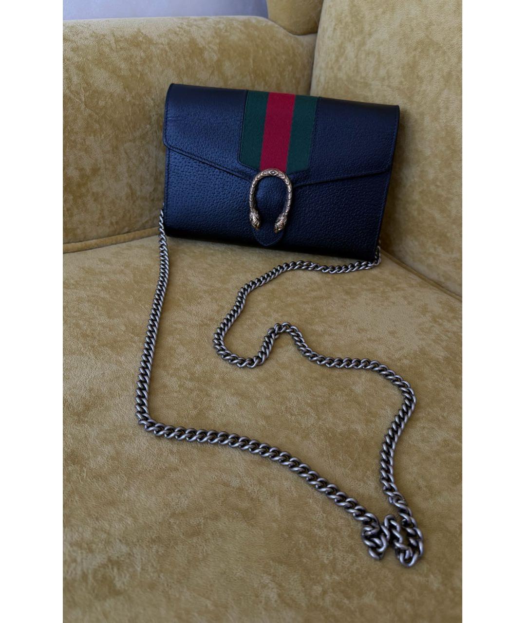 GUCCI Черная кожаная сумка через плечо, фото 7