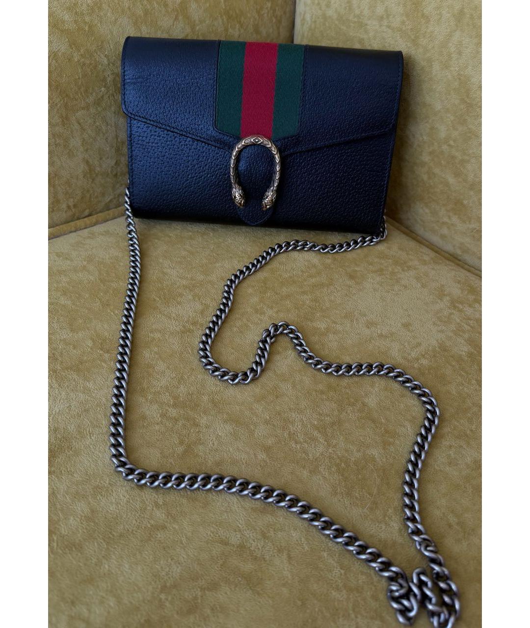 GUCCI Черная кожаная сумка через плечо, фото 8