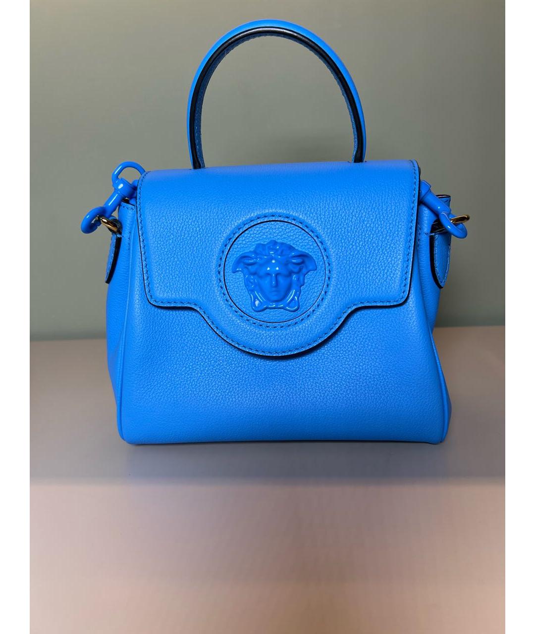 VERSACE Голубая кожаная сумка через плечо, фото 5