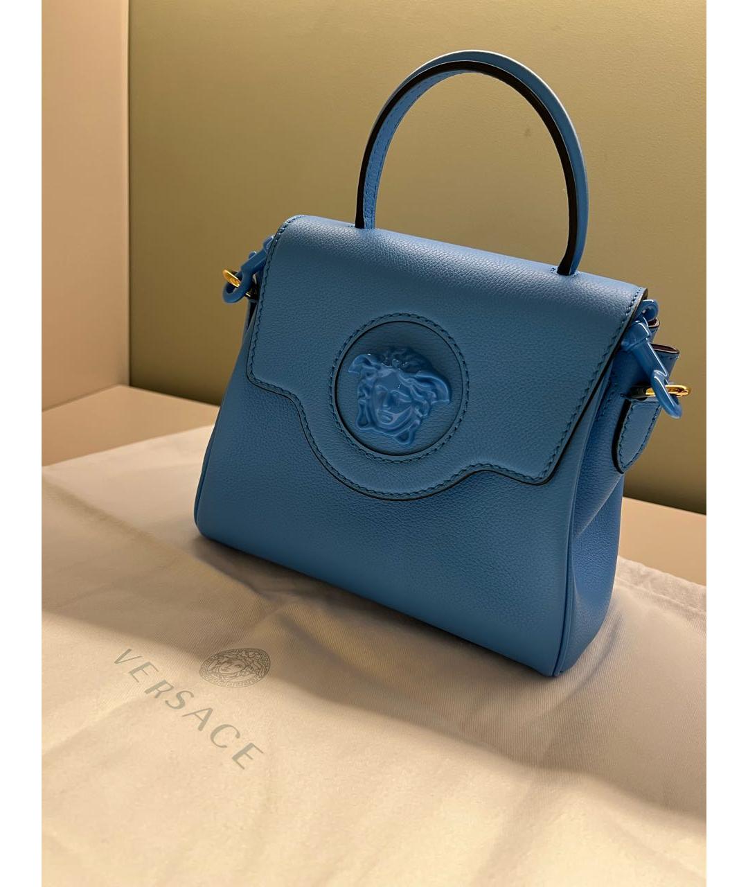 VERSACE Голубая кожаная сумка через плечо, фото 2